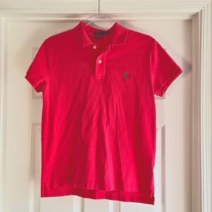 Polo Ralph Lauren‎ Pink Cotton Classic Fit Polo Shirt Green Pony Size S/M Preppy